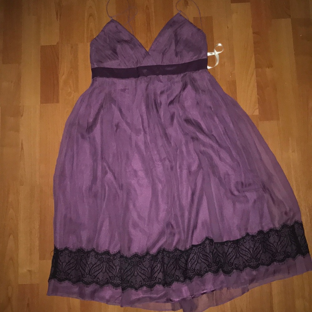 Helen Wang size 12 purple pleated silk dress NWOT